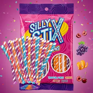 Silly Stix Candy Straws – 2.75 oz Bag of Pixie Stick Style Sour Candy – 4 Fruity Flavors – Nostalgic Powder-Filled Straws – Sweet & Sour Classic Candy Treat