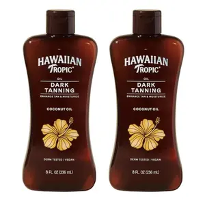 Dark Tanning Oil, 8 Fl Oz | Moisturizing Body Oil with Cocoa Butter, Tan Enhancer, 8 Fl Oz each Twin Pack