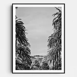 Trendy Poster-Hollywood Sign Los Angeles California Vintage Black White Wall Art Poster Print Decor Room Colorful Gifts Decoration Ornaments