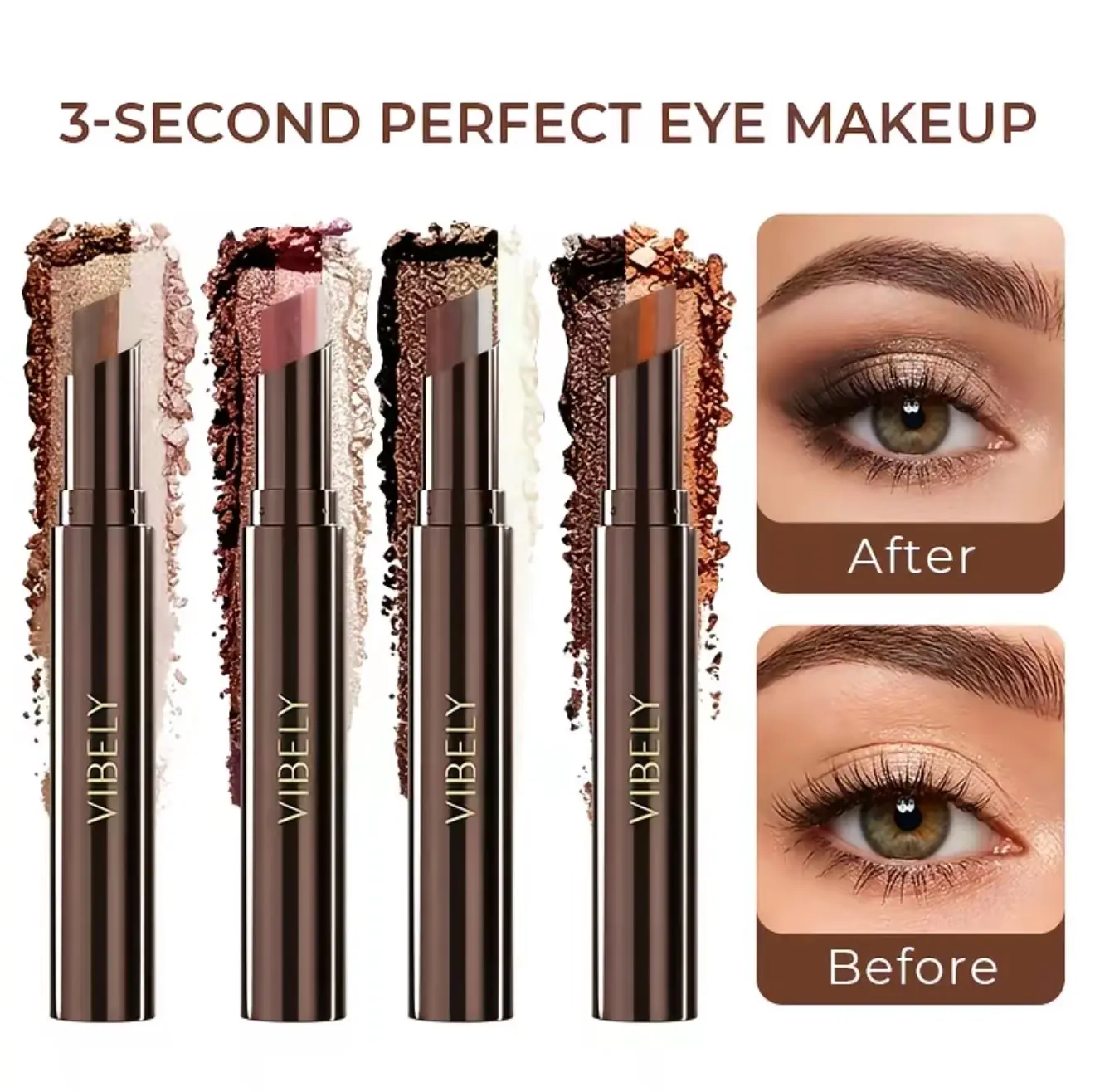 3-in-1 Easy Eyeshadow Stick for Beginners，Smudge-Proof in Seconds, One-Stroke Application，Creamy Shimmer Trio Eyeshadow Stick enhance eye makeup