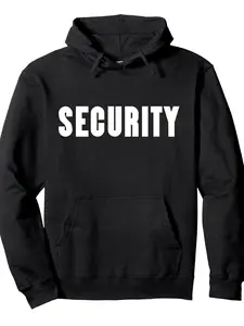Men's Heavyweight 260gsm Cotton Security Guard Hooded Sweatshirt - Long Sleeve Work Uniform with Front Pocket & Bold SECURITY Back Print, Adjustable Hood & -Pilling Fabric for Security Staff, Winter Warmth (Machine Washable) - Ideal for Security