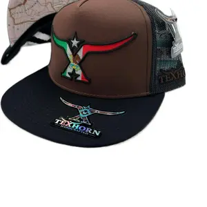 ESCOBEDO Brown & Black TEXHORN CAP with Authentic Logo and Adjustable Visor