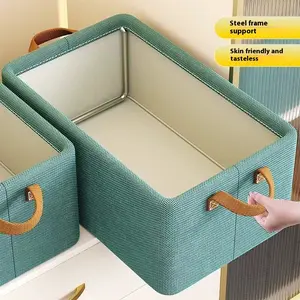 (Quick Shipping) 1PC Thick Fabric Storage Basket, Clothes and Pants Storage Box, Dormitory Home Wardrobe Storage Box, Clothes Storage Box, Essential Items for Home Storage