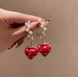 Women's Strawberry Earrings with Niche Design - High-End Temperament