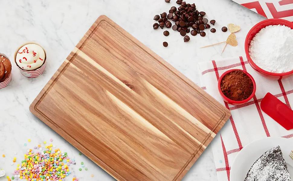 【GARVEE】Extra Large Acacia Wood Cutting Board, 24x18", Reversible with Juice Groove, Butcher Block for Meat and Veggies Kitchen 【GARVEE】Extra Large Acacia Wood Cutting Board, 24x18", Reversible with Juice Groove, Butcher Block for Meat and Veggies Kitchen