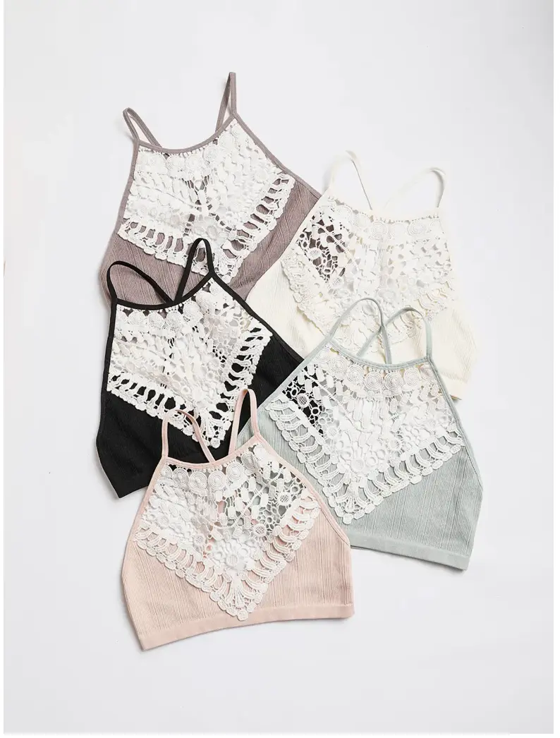 Crochet Lace High Neck Bralette