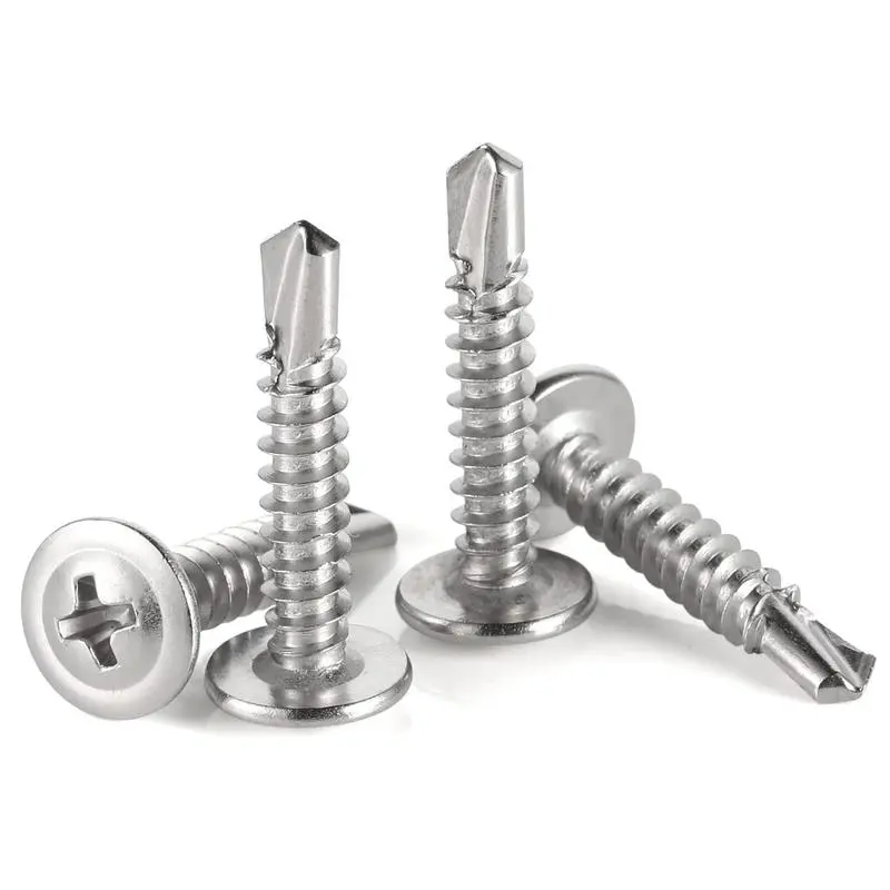 "410 Stainless Steel"(not 410 pcs) Truss Head Self-drilling Tek Screw 20pcs Set for Sheet Metal Spring Multifunctional Phillips Drive Industrial Hardware