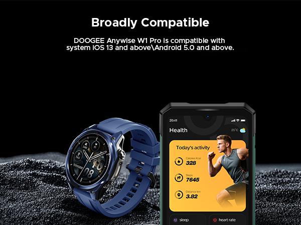 Anywise W1 Pro Waterproof Sport Smartwatch, 1.43" AMOLED Touchscreen Display, 170+ Sports & Workout Modes, Dual-Band GPS Tracking, 5ATM Waterproof Smartwatch