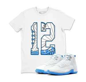 12 Melo White University Blue T Shirt Match Number 12, 12sTee for Sneakerheads, Sneaker JD Matching Tee
