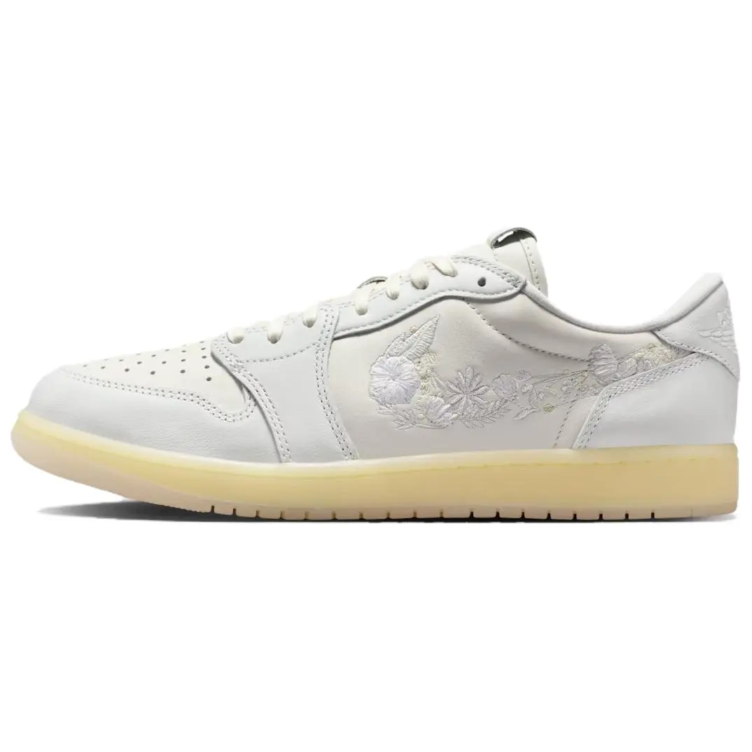 NIKE Air Jordan 1 Retro Low OG 'Rabbit Floral Swoosh' Men's Leather Sneaker - Lightweight Low Top for Streetwear & Casual Outings, Durable Leather, Male, True Size