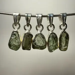 Mystery Moldavite Necklace, Intuitively Chosen, 925 Sterling Silver