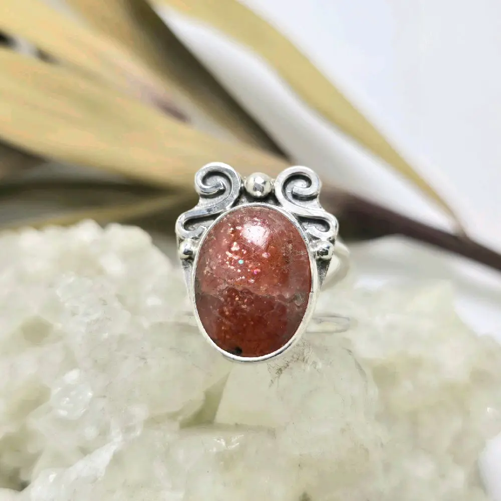 Jen's Jewels Size 7 Sunstone and Sterling Silver Ring, Ring Size 7, Sunstone Ring