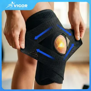 Plus Size Knee Compression Wrap Brace - Breathable Adjustable with Side Stabilizers for Men & Women  Comfortable & Leg Supporter Healthcare knee compression wrap brace side stabilizer