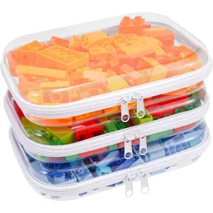 Clear Hard Shell Zipper Case,3PCS Transparent Clear Zipper Pouches,Hard Side Plastic Case Set,Portable Travel Storage Organizer Bins