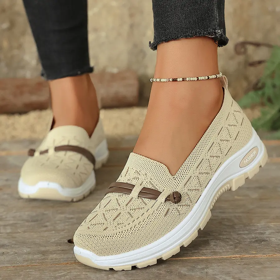 Women's Slip-On Mesh Sneakers - Classic, Soft, Breathable, Stylish Rubber-Soled Nurse Work Shoes for Everyday Casual Wear, Office Shoes