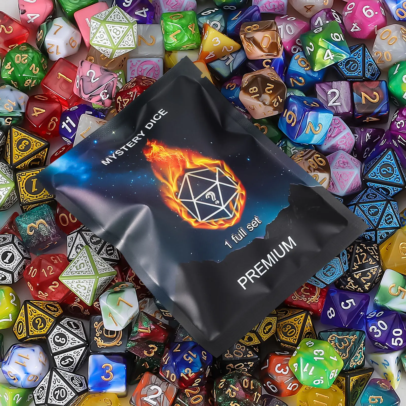 Mystery Dice Set Bag, Various Styles Polyhedral Dice, Random D&D Dice Patterns & Dice Bag, Perfect Gift , Great for Dungeons and Dragons, RPG, MTG,Role Playing Table Gamers