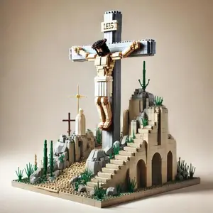 Compatible with  Jesus building blocks ornaments scene crafts courtyard large building assembly building blocks boy gifts / building blocks wholesale