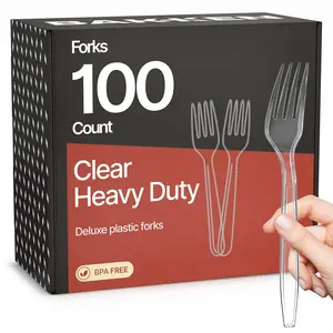 Bakken 100-Piece Disposable Cutlery Set, Forks, Durable Plastic Cutlery, BPA-Free Food-Grade Materials, Heat Resistant, Reusable Utensils