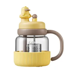 BUYDEEM 600ml Duck Tea Tumbler, Glass Infuser Bottle with Strainer, Portable Water Bottle for Office/Travel, DG86/A9