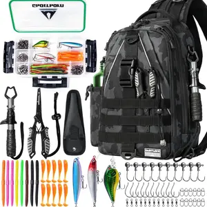 Fishing Backpack Tackle Sling Bag-Backpack with Rod Holder- Lightweight Tackle Box Fly Fishing Gifts for Men Women