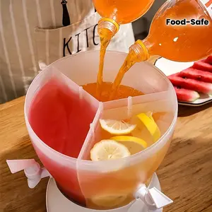 5 Liter/169 oz 3 Compartment Rotating Beverage Dispenser, Drinkware | Food Grade BPA Free Plastic Drink Dispenser with Easy Pour Spigot | Leak Proof Rotary Drink Jug for Juice Soda Iced Drinks | Home Kitchen Party Wedding Buffet BBQ | Housewarming