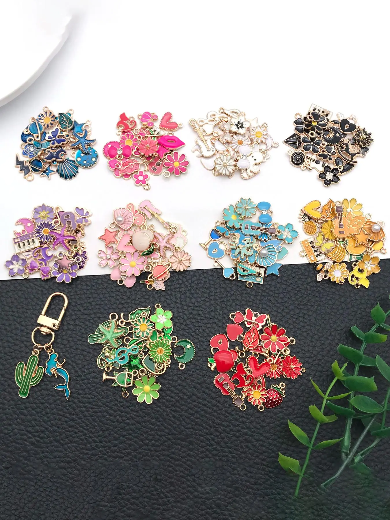 Mixed Color Cute Enamel Bulk Flower & Heart & Star Design Charms, Bangle Charms, Beads Charms, Fashionable DIY Jewelry Accessories for Bracelet & Necklace & Earrings Making, Diy Beading Accessories, Diy With Charms