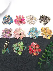 Mixed Color Cute Enamel Bulk Flower & Heart & Star Design Charms, Bangle Charms, Beads Charms, Fashionable DIY Jewelry Accessories for Bracelet & Necklace & Earrings Making, Diy Beading Accessories