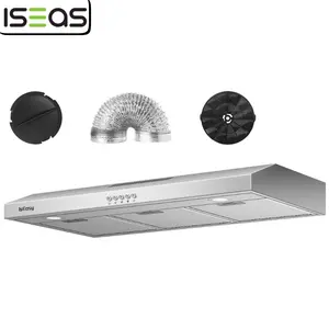 ISEAS Range Hood 36 Inch Kitchen Hood Under Cabinet Ductless Ducted Convertible Slim Stove Vent Hood 36 Inch with 3 Speed Exhaust Fan Stainless Steel Range Hoods