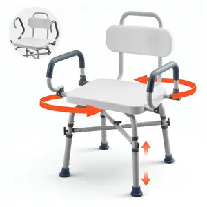 fathersdaygift VEVOR Swivel Shower Chair with Arms and Back, 500 lbs Heavy Duty Bench Seat for Inside Shower Stall and Bathtub, Height Adjustable Bathroom Bath Tub Seat for Adults, Seniors, Elderly and Disabled