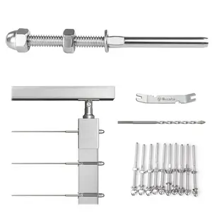 Muzata Cable Railing Kit Hand Swage Threaded Stud Tensioner for Metal Post Deck Stair Railing Hardware Terminal Stainless Steel Marine Grade CR23, CA6