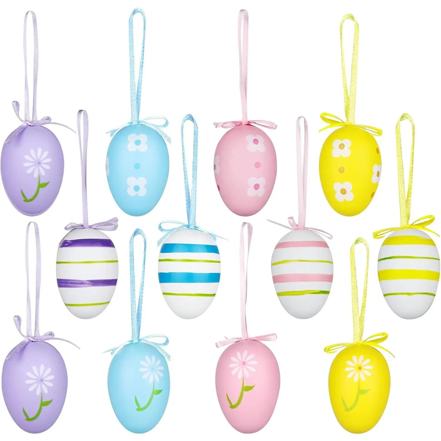 Yunfan 12Pcs Easter Decorations Eggs Hanging Ornaments Colorful for Easter Tree Basket Decor Party Favors Supplies Home