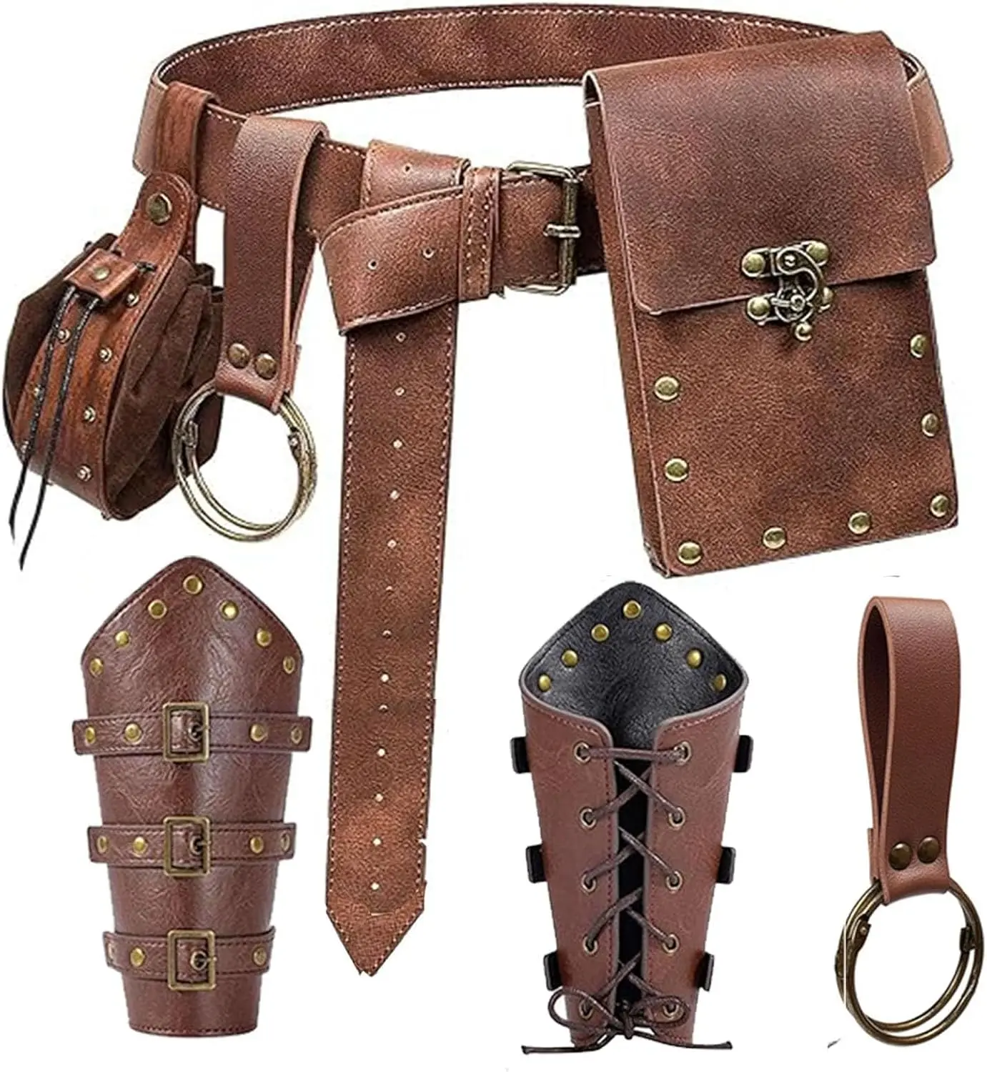 Renaissance Belt Pouch Purse Viking Bracer Hook Halloween Set Medieval Festival Costume Accessory Casual Fanny Pack Waist BagGift.