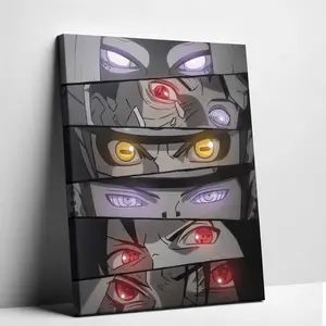 Anime Character Eyes Panel Canvas Print, Black White Manga Style Wall Art, Decor for Bedroom, Living Room, Game Room, Dorm, Office