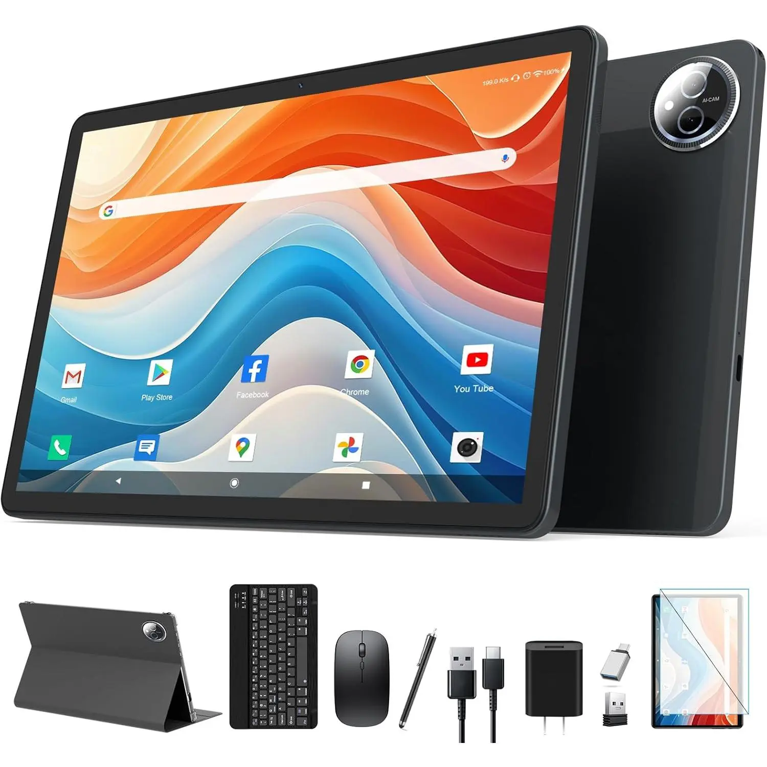 Android 15 Tablet 2026 Latest 11 Inch Tablets, 128GB+16(8+8 Expand)GB/512GB Expandable, Dual 4G Cellular with Octa-Core Processor, 2 in 1 Tablet with Keyboard, 21MP Camera/8000mAh Battery/GPS/5G WiFi