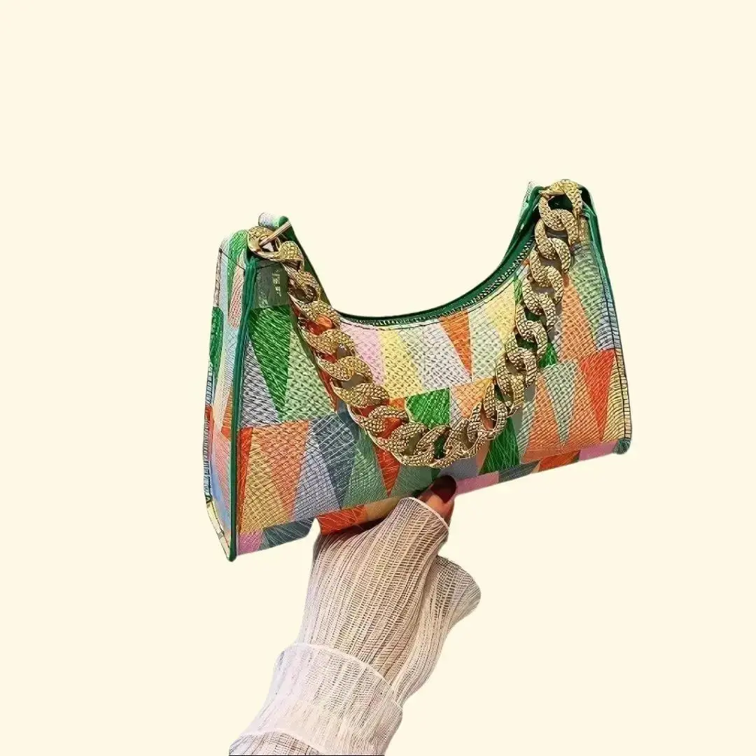 Cloud 9 Bag: Color-Block Acrylic Decoration Cloud Pattern Minimalist Fashion Crescent Shoulder Bag for Women