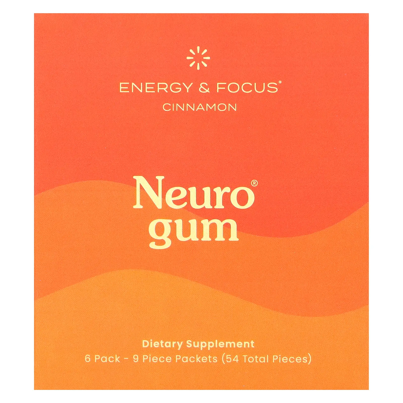 NeuroGum Energy & Focus, Cinnamon, 6 Packs, 9 Pieces Each