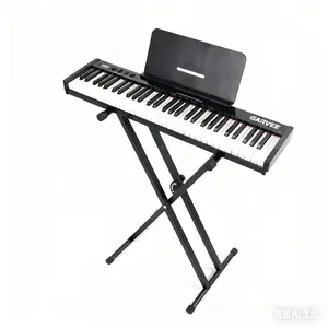 Gaomon Digital Piano Keyboard - 61-Key Compact Electronic Piano with Realistic Semi-Weighted Keys, Music Stand, Power Adapter, Black Set for Beginner Players