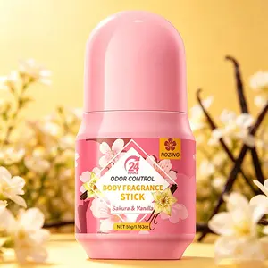 ROZINO Sakura & Vanilla 24H Odor Control Body Fragrance Stick Long-Lasting Fresh Deodorant Roll-On for Daily Use
