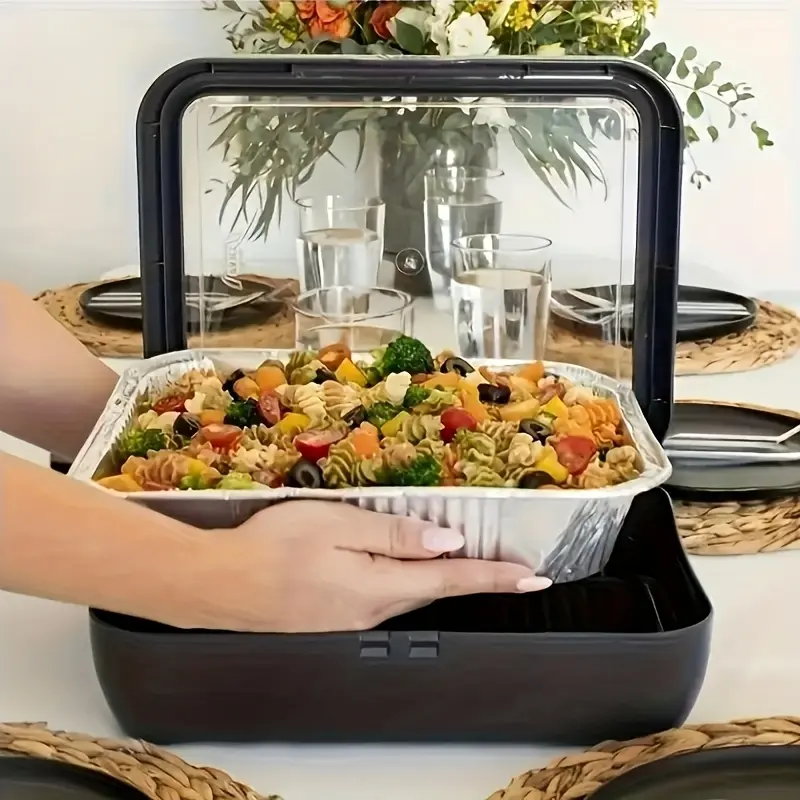 1pc Aluminum Foil Tray Holder Set, Bento Box - Insulated Stainless Steel Baking Sheets (14*11.2*3.3in) - Perfect for Outdoor Picnics, Barbecues, Camping & Cooking - Keeps Food Warm, for Home, Kitchen