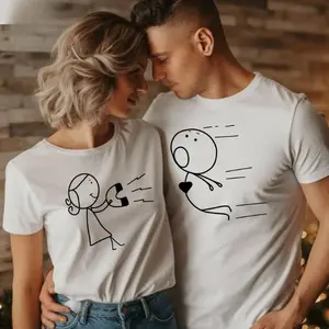 Couples Matching Shirts, Funny Valentine’s Day Shirts, Couple Magnet Shirt Set, Boyfriend Girlfriend Gift, Anniversary Gift for Couples Tee, Magnetic Stick Matching T-Shirts Funny Couple Matching Tees Stick Figure Couple Tees Magnetic Love Matching Shirts