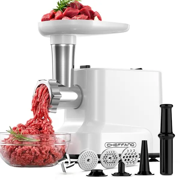 CHEFFANO Meat Grinder, [2500W Max] Electric Meat Grinders with, 2 Grinding Blades, 3 Plates, Sausage Stuffer, Kubbe Kit, for Home Kitchen Use, 3-In-1 Heavy Duty Mincer