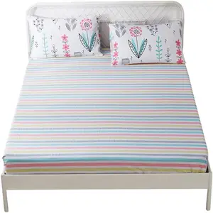 100% Soft Cotton Fitted Sheet Queen Size Deep Pocket Colorful Striped Gingham Wrinkle Free,1 Piece Cooling Bed Sheet Comfortable Kids Bedding Collection Queen Bed Sheet,Rainbow Sheet