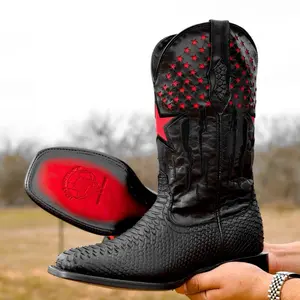 Matte Black Python Leather Boots Matte Black Python Leather Boots