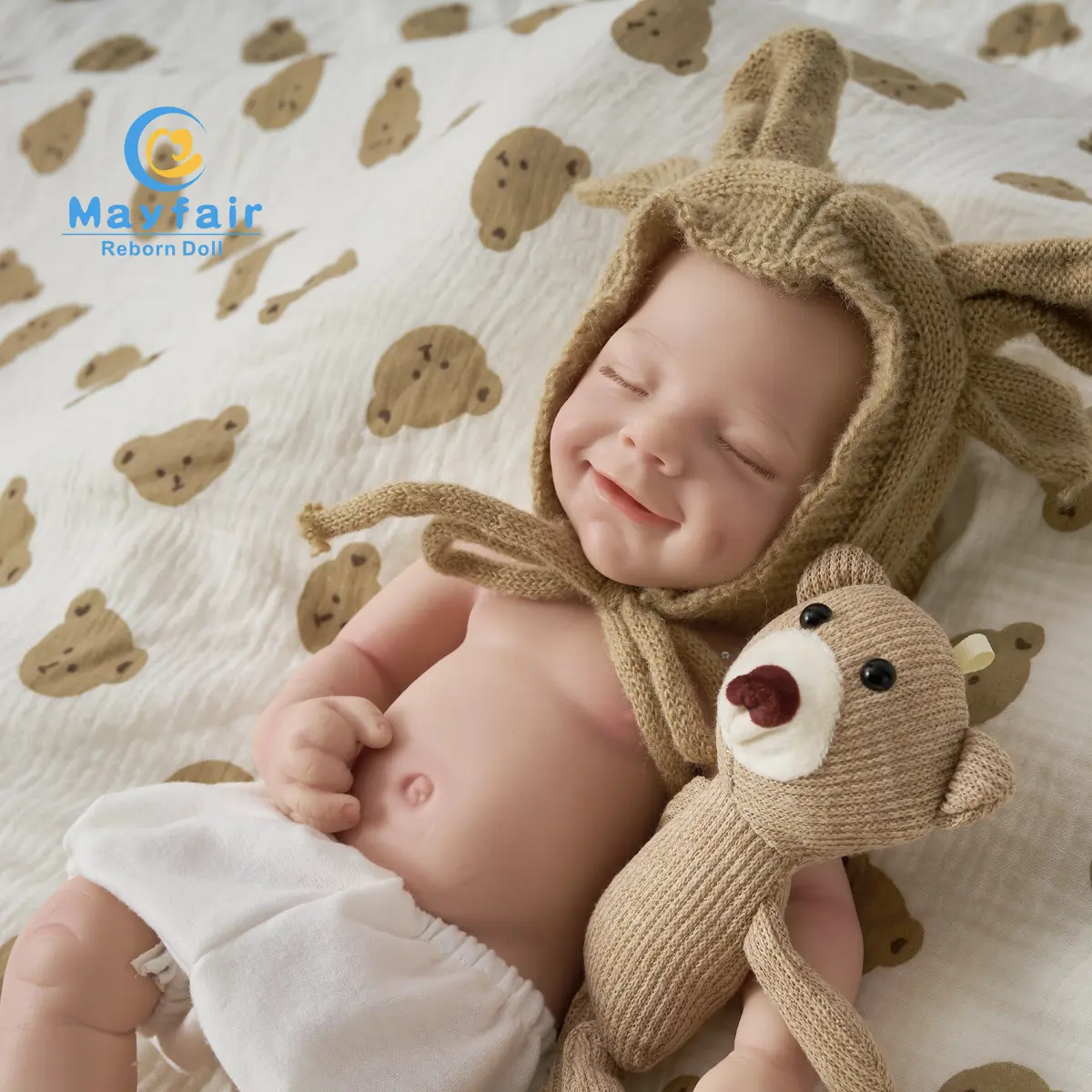 Summerwins Lifelike Newborn Reborn Baby Doll - 16 in/40cm, 3.6 lb Full Body Silicone Mayfair Boy Doll, Drink-and-Wet, Soft Weighted Collectible Cuddly Toy Gift for Kids