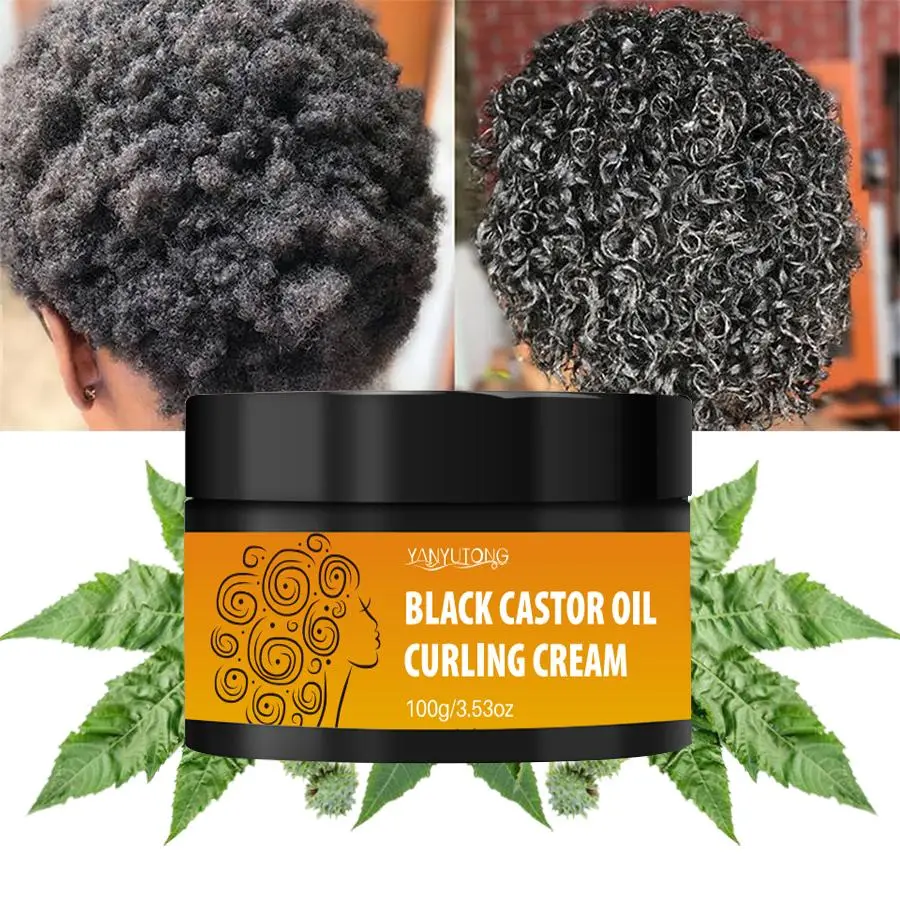 100g Castor Curl Shaping Cream, Contains Avocado Coconut Rosemary, Moisturizing Curly Elastic Styling Hair Cream, Suitable for All Hair Types, Perfect Curls, Curly Hair Products, Haircare