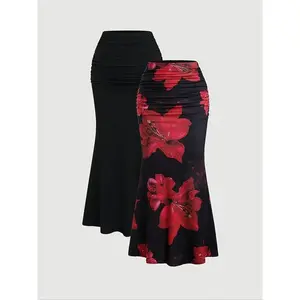 Elegant Women’s Party Mermaid Skirt Set, Two-Piece, Available in Solid Colors and Prints, Perfect for Parties and Special Occasions GARMENTARY