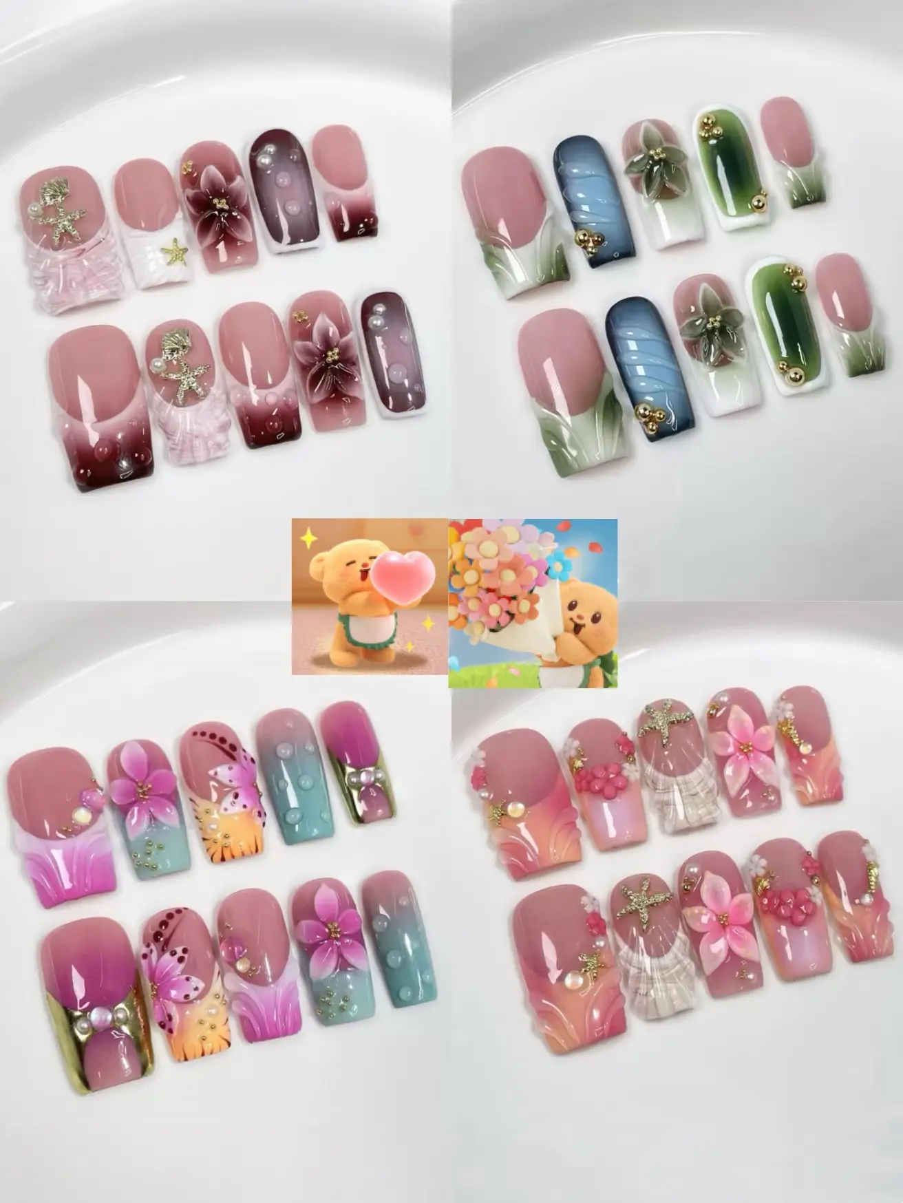 Handmade Press on Nails Blind Bag – 20 Pcs Customizable Coffin False Nails Kit, Unique Gift for Her, Home Manicure Set