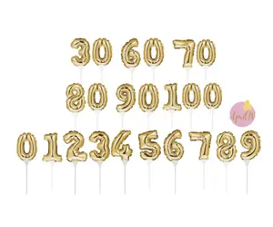 Gold Balloon Number Cake Toppers