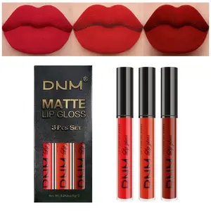 3Pcs Dark Ruby Fire Red Matte Liquid Lipstick Lip Stain Lipgloss sets for Women 24 Hour Red Matte Lipstick Long Lasting Smudge Proof