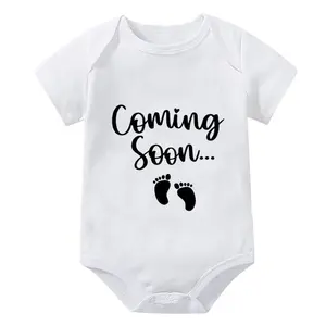WOOYONGING Coming Soon Baby Onesies Pregnancy Announcement Baby Born Wear Cute Baby Romper Newborn Outfits Short Sleeve Onesies cute baby clothes japanese baby clothes boy baby bodysuit baby girl newborn baby baby girl newborn girl Unisex Baby